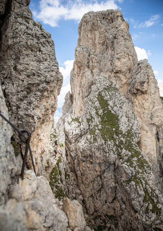Via ferrata, panorama, roccia dolomitica | © Eggental Tourismus/StorytellerLabs